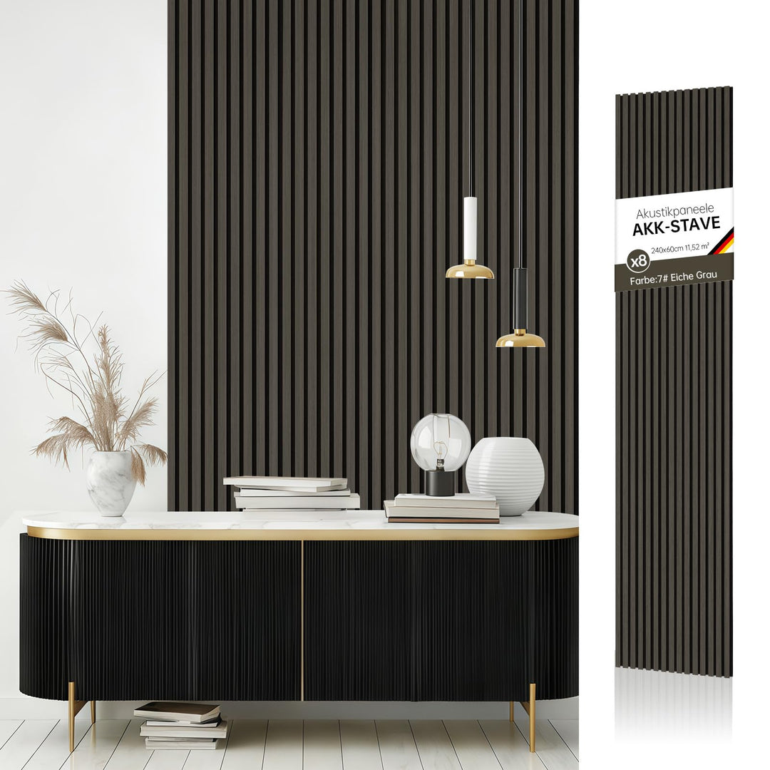 AKK-STAVE Akustikpaneele Holz 240x60 cm (8er-Set 11,52 m²) - Akustik Paneele & Holzpaneele Wand | Ho