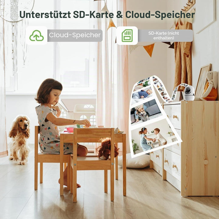 Überwachungskamera für den Innenbereich, 5G und 2,4 G WiFi-Überwachungskameras für Zuhause, 360°-Bab
