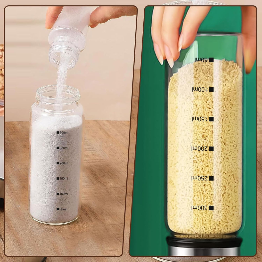 3 Stück Gewürzgläser mit Drehdeckel - 300ml Salzstreuermit 4 Gewürzlöchern, Streuer Gewürze Gewürz G