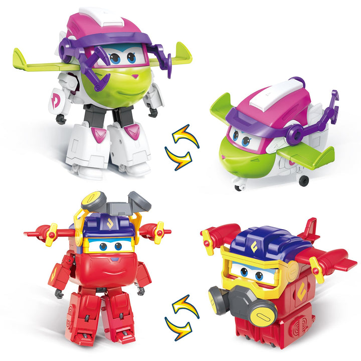 Super Wings Verwandelbares Spielzeug 2PCS Curie & Runi, 2-in-1-Actionfiguren, Roboter-Spielzeug für