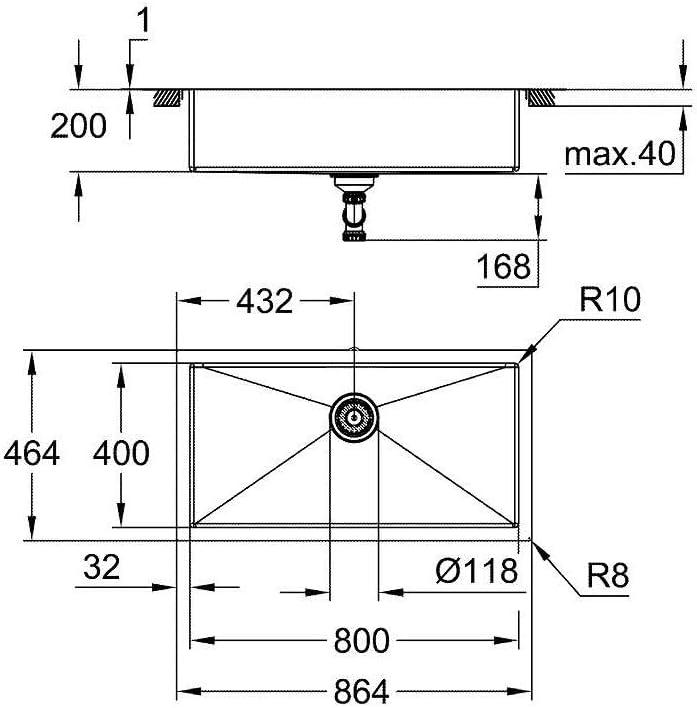 GROHE K700 | 1 Becken | Küchenspüle - Aufsatz- oder Unterputzmontage | Inklusive: Ablaufgarnitur, Si