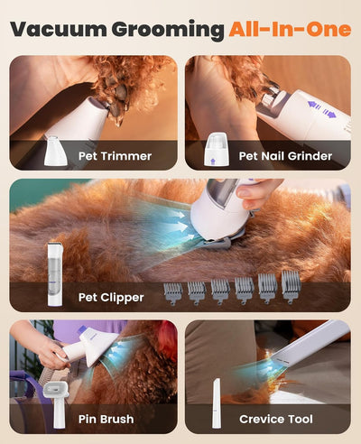 oneisall akku Staubsauger Kabellos Tierhaare, 5200mAh Hundehaarstaubsauger mit Schermaschine, Nagels