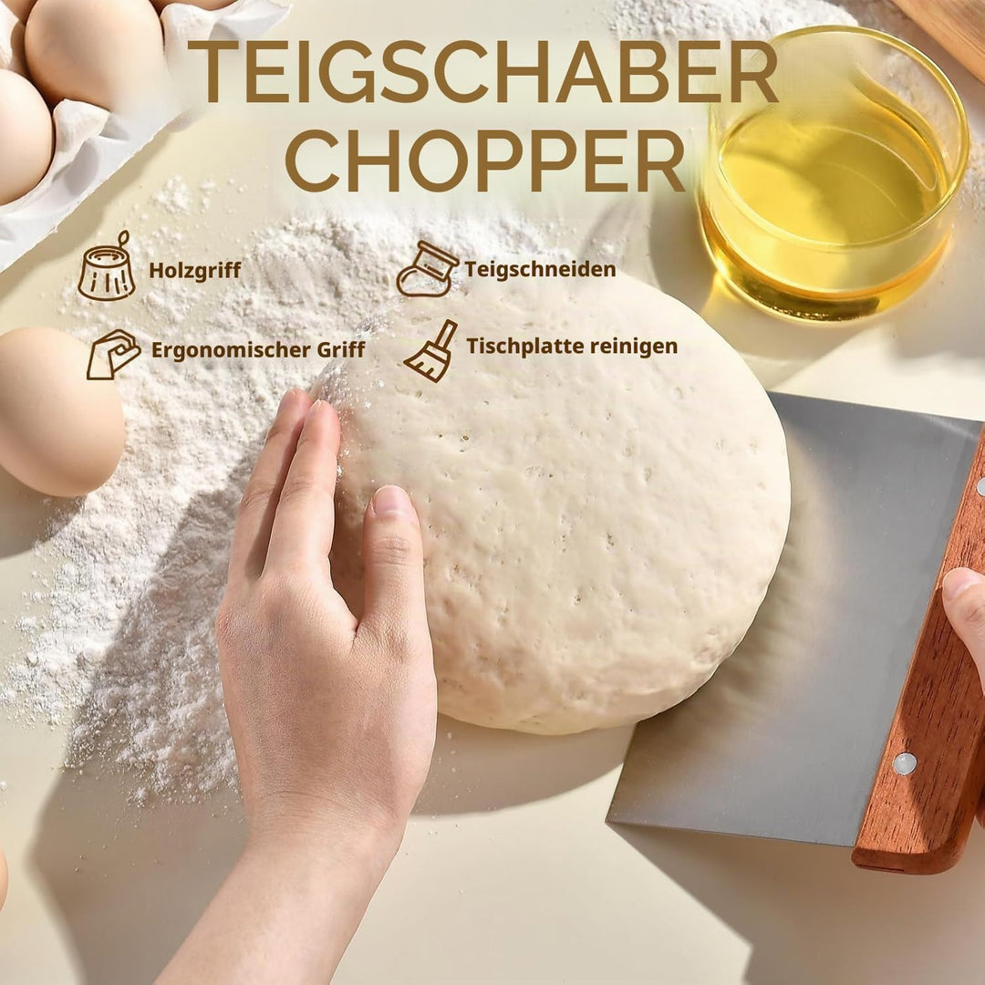Gärkorb Brot Set,25cm Gärkörbchen zum Brotbacken, Sauerteig Starter Set, Einschliesslich Teigschaber