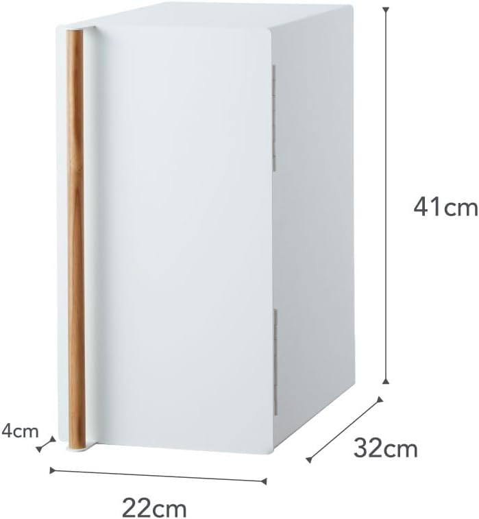 Yamazaki 5682 TOSCA Brotkasten, hochkant, weiss, Stahl/Holz, Minimalistisches Design