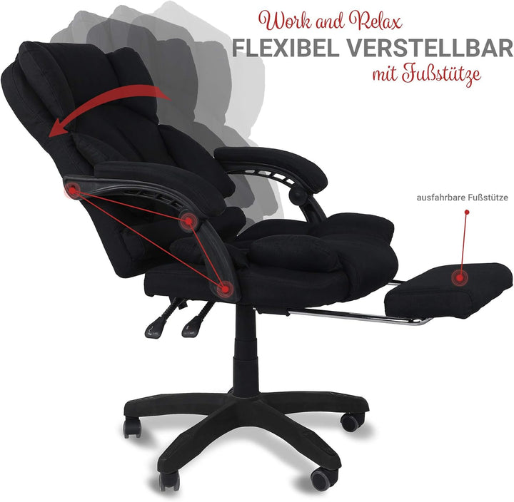TRISENS Bürostuhl, ergonomischer Schreibtischstuhl Stoff Chefsessel mit gepolsterten Armlehnen und K