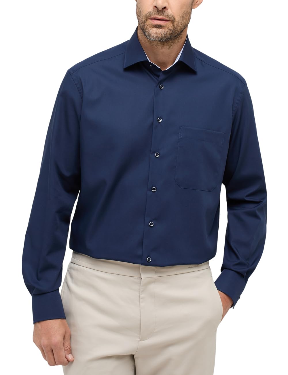 ETERNA Langarm Hemd COMFORT FIT Popeline unifarben 47 Blau, 47 Blau