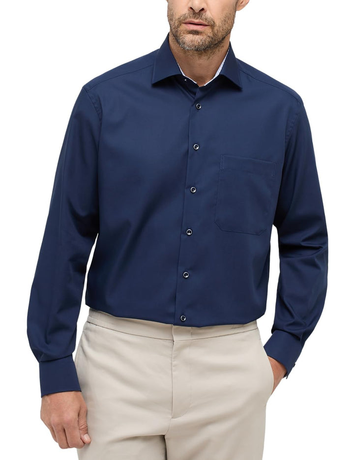 ETERNA Langarm Hemd COMFORT FIT Popeline unifarben 47 Blau, 47 Blau