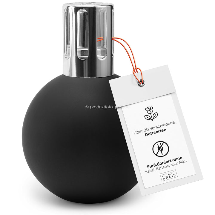 KAZIS I Katalytische Lampe I matt schwarz & Silber I Mit Brenner, Krone, Trichter & Löschkappe I