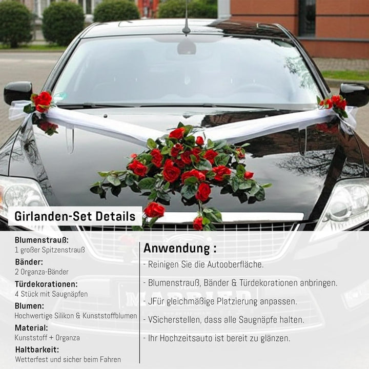 Autoschmuck Spitze STRAUss Auto Schmuck Braut Paar Rose Deko Dekoration Hochzeit Car Auto Wedding De