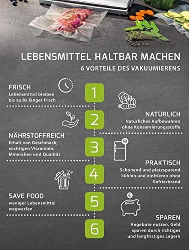 CASO VC6 Vakuumierer - Vakuumiergerät, Lebensmittel bleiben vakuumiert bis zu 8x länger frisch - ohn