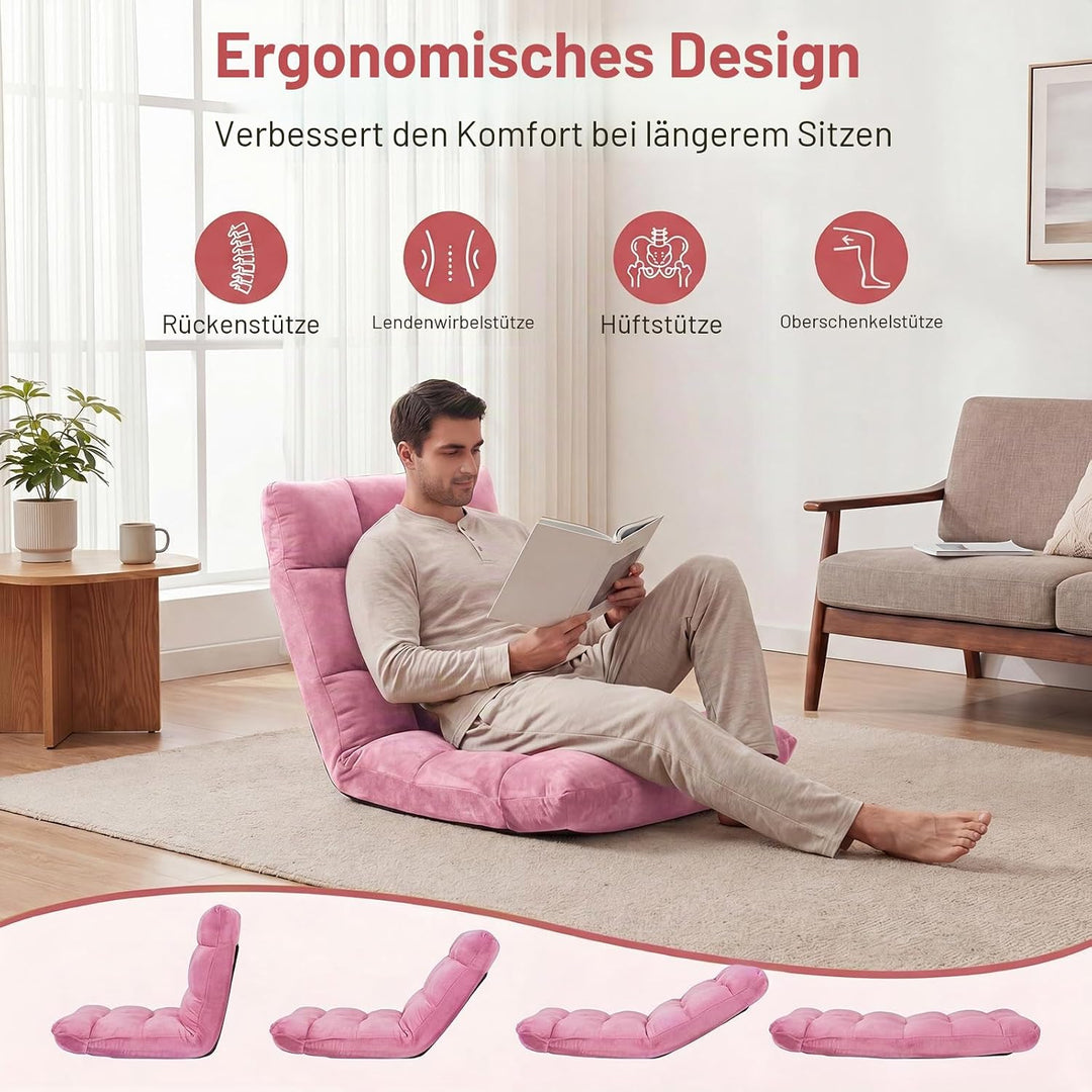 RELAX4LIFE Bodenstuhl Klappbar, Bodensessel mit Verstellbarer Rückenlehne &amp; Liegefunktion, Relaxsess