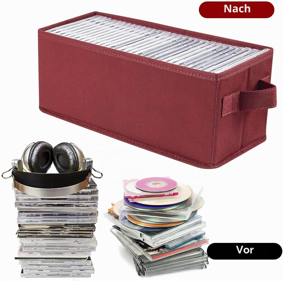 UENTIP CD-Aufbewahrungsbox, 1 Stück, CD-Hülle, 33,5 x 15 x 13,5 cm, Behälter für 30 CDs in vollen Ju