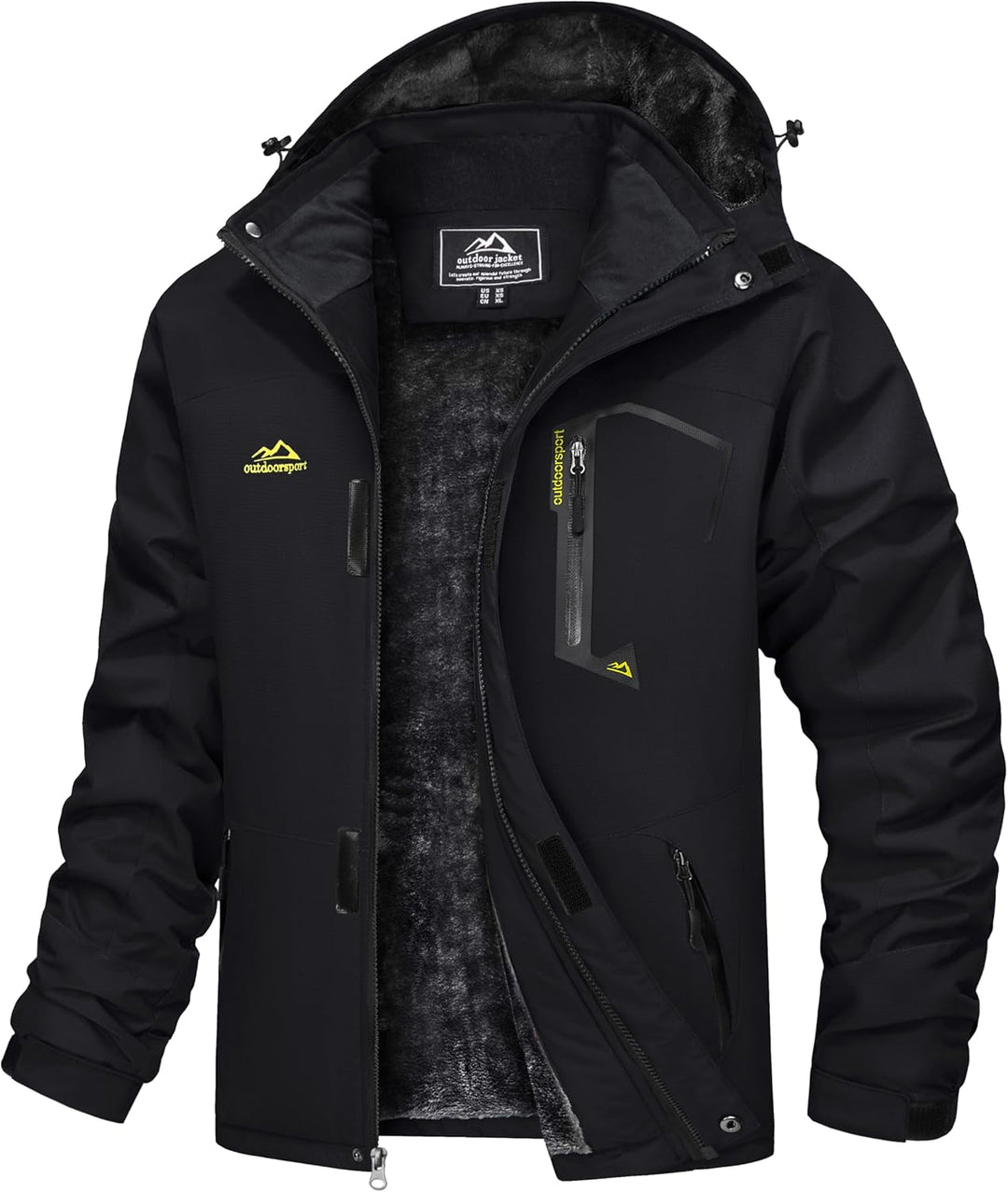 TACVASEN Herren Winter Wasserdichte Winddichte Winterjacke Warme Fleece-Futter Ski Regenmantel mit K