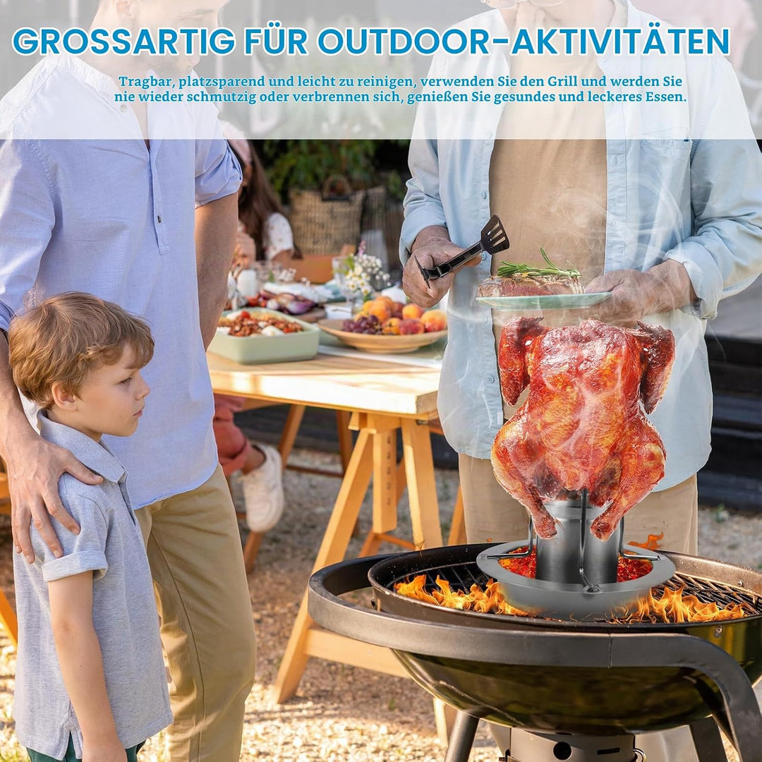 Hähnchenbräter 1 Stück Hähnchenhalter Grill Hähnchengrill aus Edelstahl Geflügelbräter für Backofen