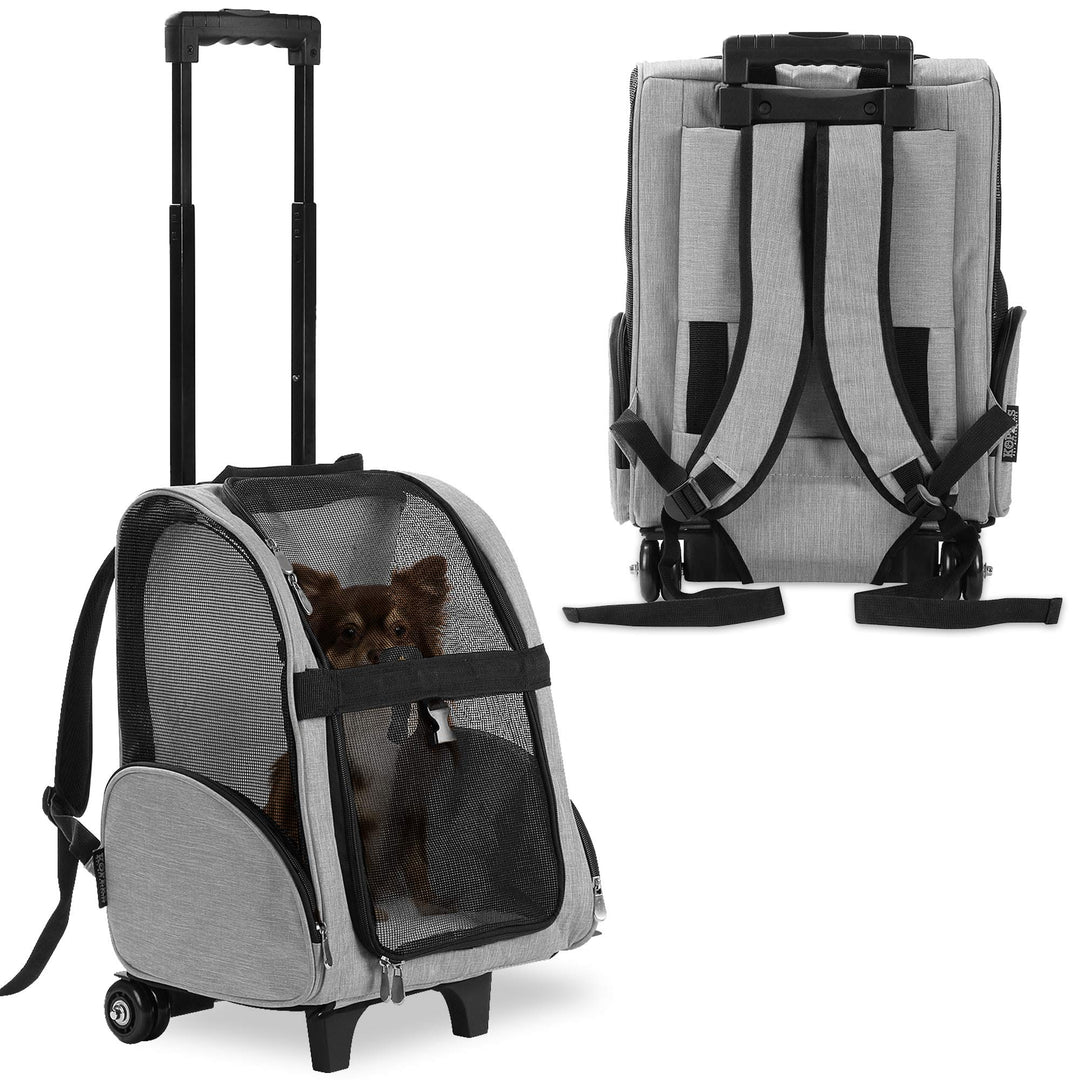 KOPEKS Deluxe-Rucksack/Reisetasche für Haustiere mit Doppelrollen, Medium, grau grau Medium, grau Me