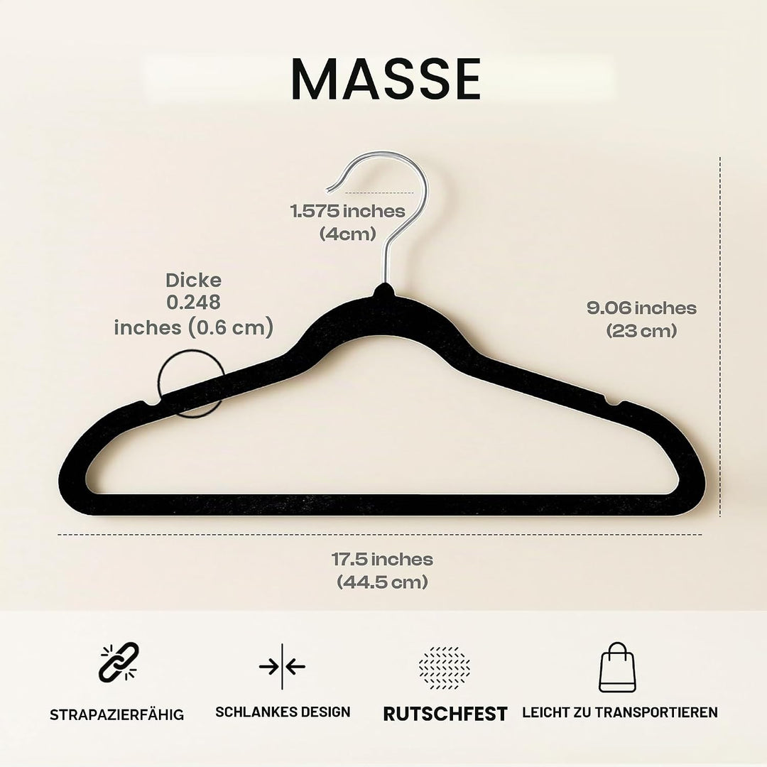 Utopia Home Premium Samt Kleiderbügel 50er Pack - rutschfeste & langlebige Kleiderbügel - Schwarze K
