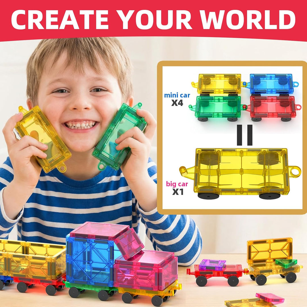 8 Stück Magnetbausteine Mini Auto Set Kompatibel mit Mini- und Standard Magnetische Bausteine Reises