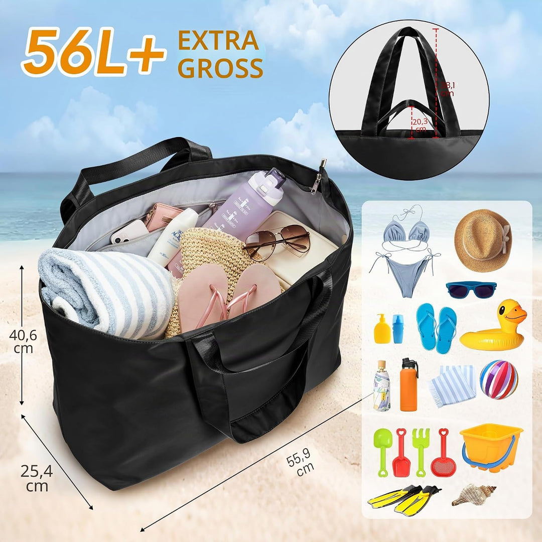 KALIDI Faltbare Shopper Reisetasche Strandtasche XXL,60L Extra grosse Holdall Weekender Gym Tasche m