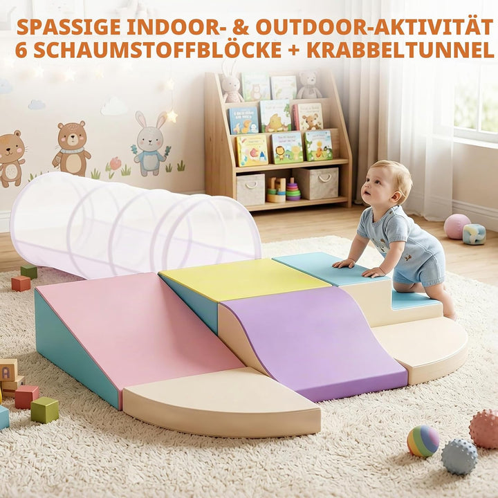 6er Soft Play Corner Climber Set,Motorikspielzeug für Babys & Kleinkinder,Schaumstoff Kletterbaustei
