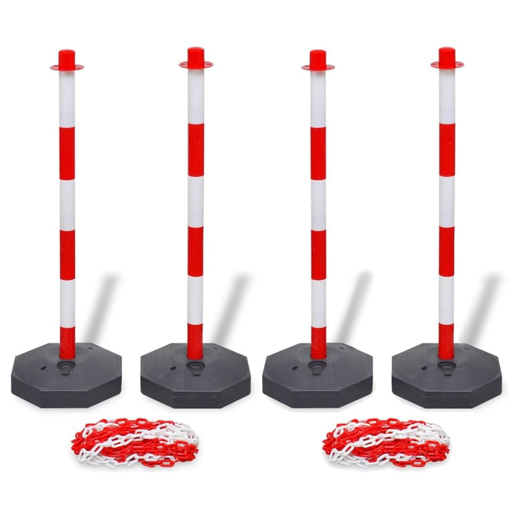 vidaXL Set von 4 Absperrpfosten und 2 Kunststoff-Ketten von je 10 m Leitpfosten Absperrung Poller Pf