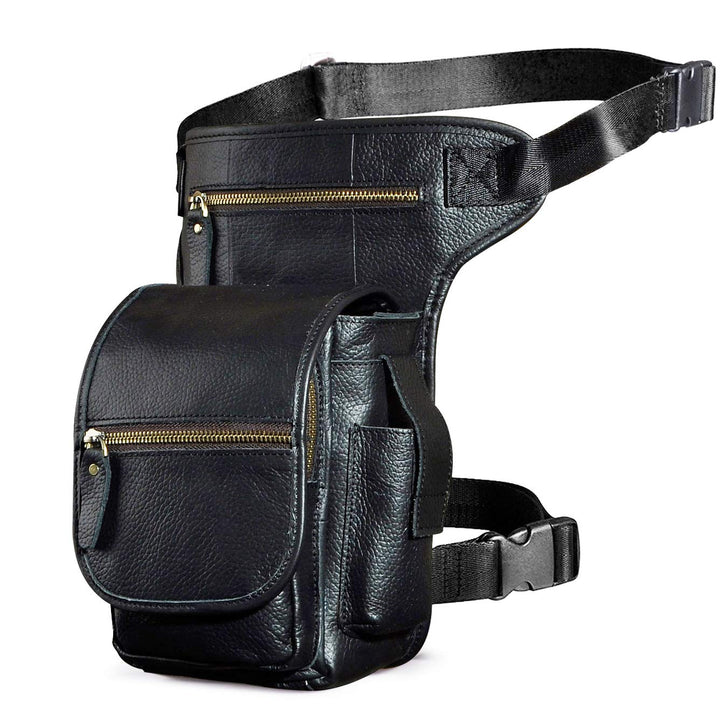 Le'aokuu Herren Echtes Leder Tasche Beinbeutel Beintasche Aussenbeintasche Hüfttasche Drop Leg Thigh