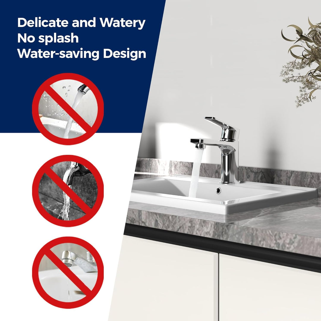 VANCOCO Wasserhahn Bad in Chrom, Höhe 86 mm, Wassersparend mit 24h Salzsprühtest (Klasse 10) – Einhe