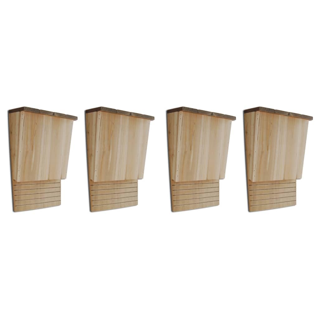 Fledermaushäuser Set aus massivem Holz 4 Nistkästen 22 x 12 x 34 cm mit Landerampe Metallhaken für G