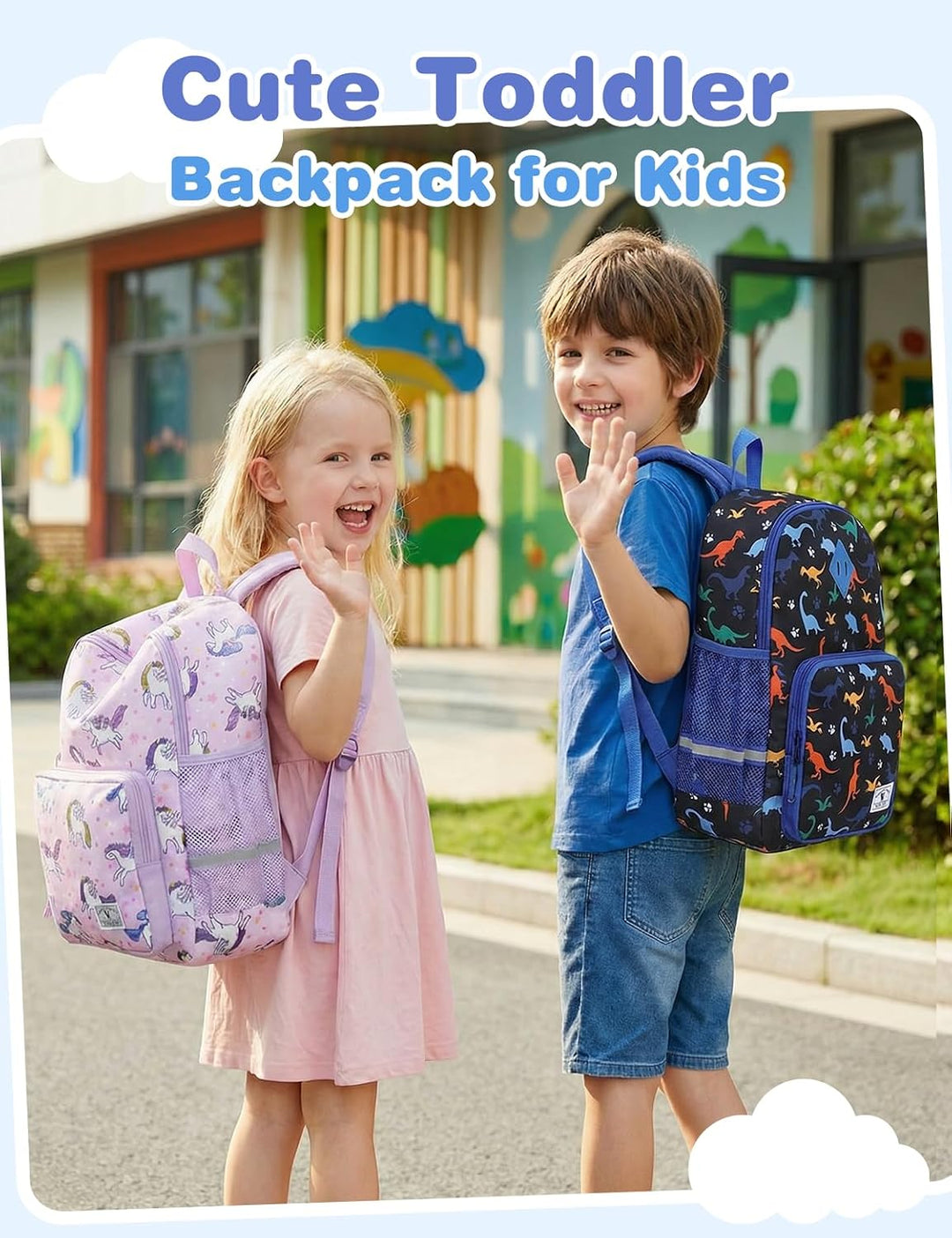 VX VONXURY Schulrucksack, Convertible Vorschule Kleinkind Jungen Bookbag Passt A4 Ordner (Blue Shark