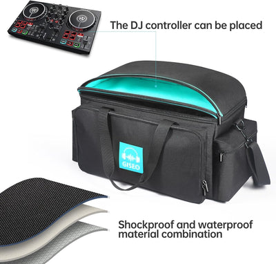 OUKNAK DJ Gig Bag, DJ Tasche DJ Kabel Datei Tasche DJ Gear Storage Organizer mit Abnehmbarer Gepolst