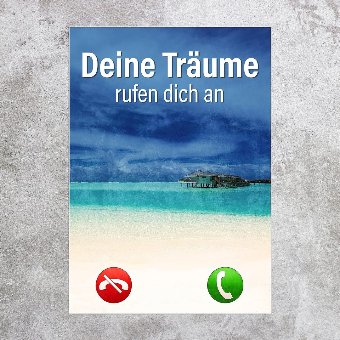 wandmotiv24 Poster als Wanddeko, Grösse Din A0, Deine Träume, Anruf, Karibik, Moderne Wanddeko, Wand