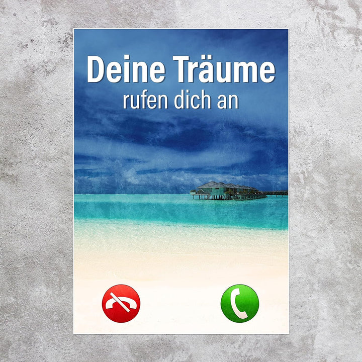 wandmotiv24 Poster als Wanddeko, Grösse Din A0, Deine Träume, Anruf, Karibik, Moderne Wanddeko, Wand