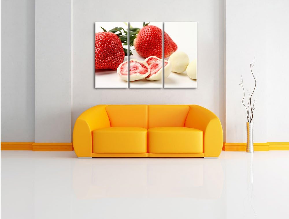Pixxprint Erdbeeren mit Schokolade umhüllt als Leinwandbild/Grösse: 3 Teilig (120x80 cm) cm/Wandbild