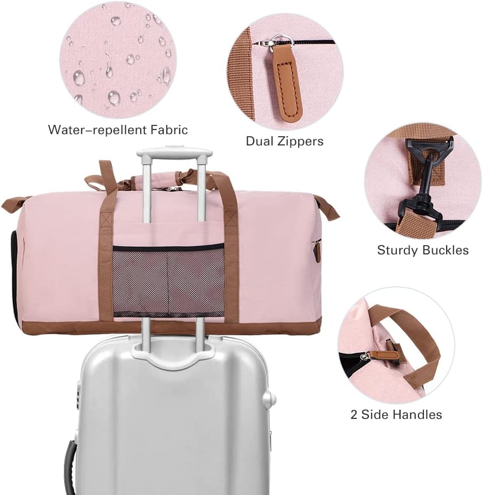 Lekesky Reisetasche Grosse 80L mit Schuhfach, Faltbare Reisetasche Weekender Damen fur Reisen, Krank