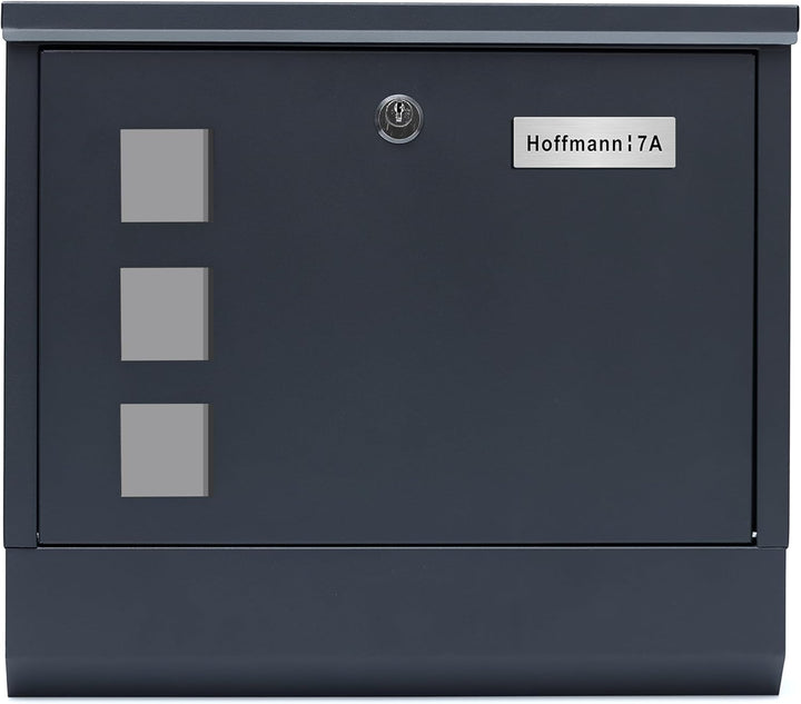 XL personalisiert Briefkasten mit Edelstahl Namensschild Anthracite Wandbriefkasten Postkasten Brief