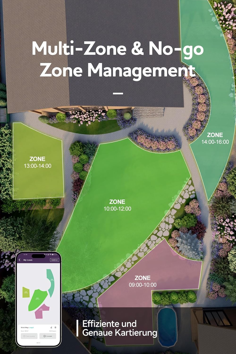 SUNTEK Mähroboter ohne begrenzungskabel AI Vision-Kamera, Rasenmäher Roboter, Max 3000 m², Genaue Hi