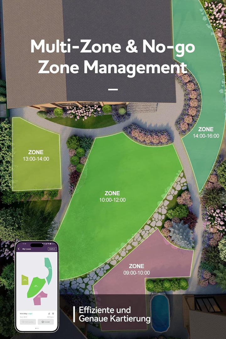 SUNTEK Mähroboter ohne begrenzungskabel AI Vision-Kamera, Rasenmäher Roboter, Max 3000 m², Genaue Hi