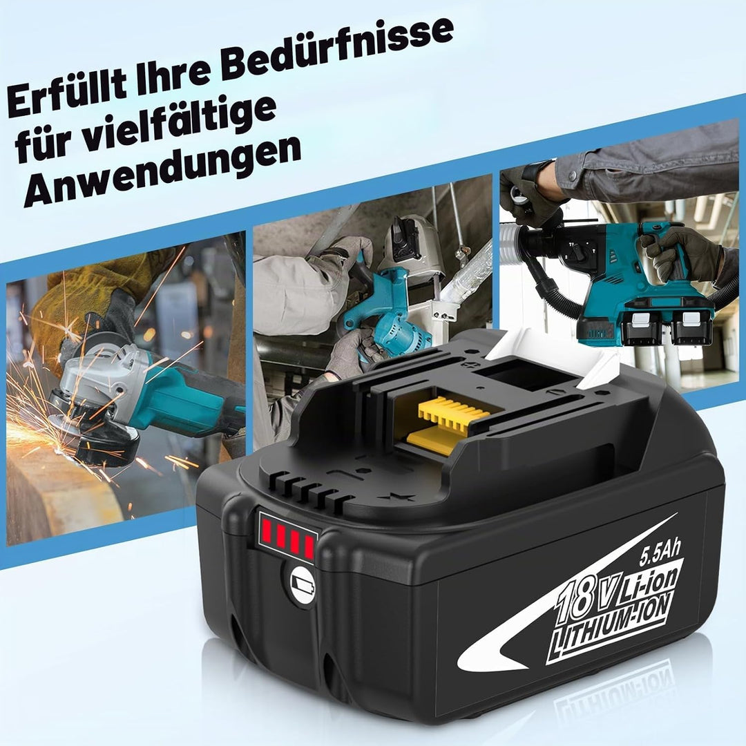 4X 18V 5.5Ah Ersatz für Makita Akku 18V BL1850B BL1850 BL1840B BL1860B für akku BL1830B BL1820B BL18