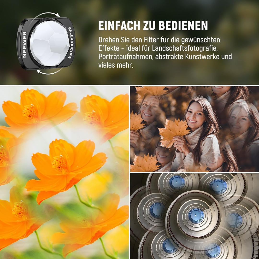 NEEWER Kaleidoskop Prisma Filter Kompatibel mit DJI Osmo Pocket 3 Creator Combo Zubehör, magnetische