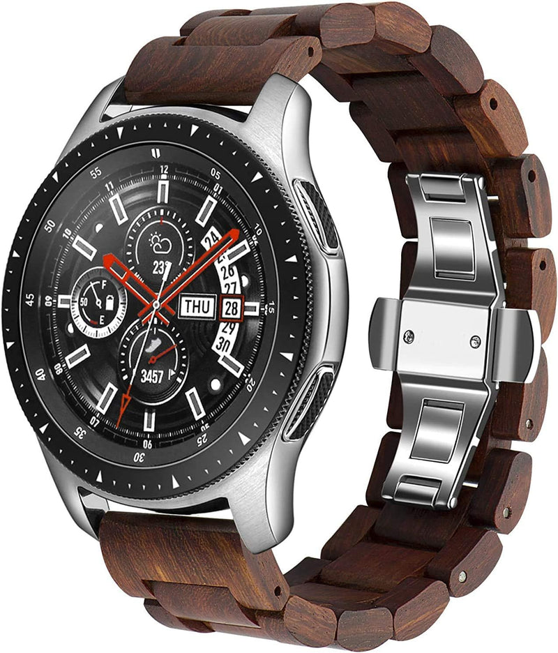 AIYIBEN Holz Armband 22mm für Samsung Galaxy Watch 3 45mm, 46mm Holz Edelstahl Uhrenarmband Schnellv