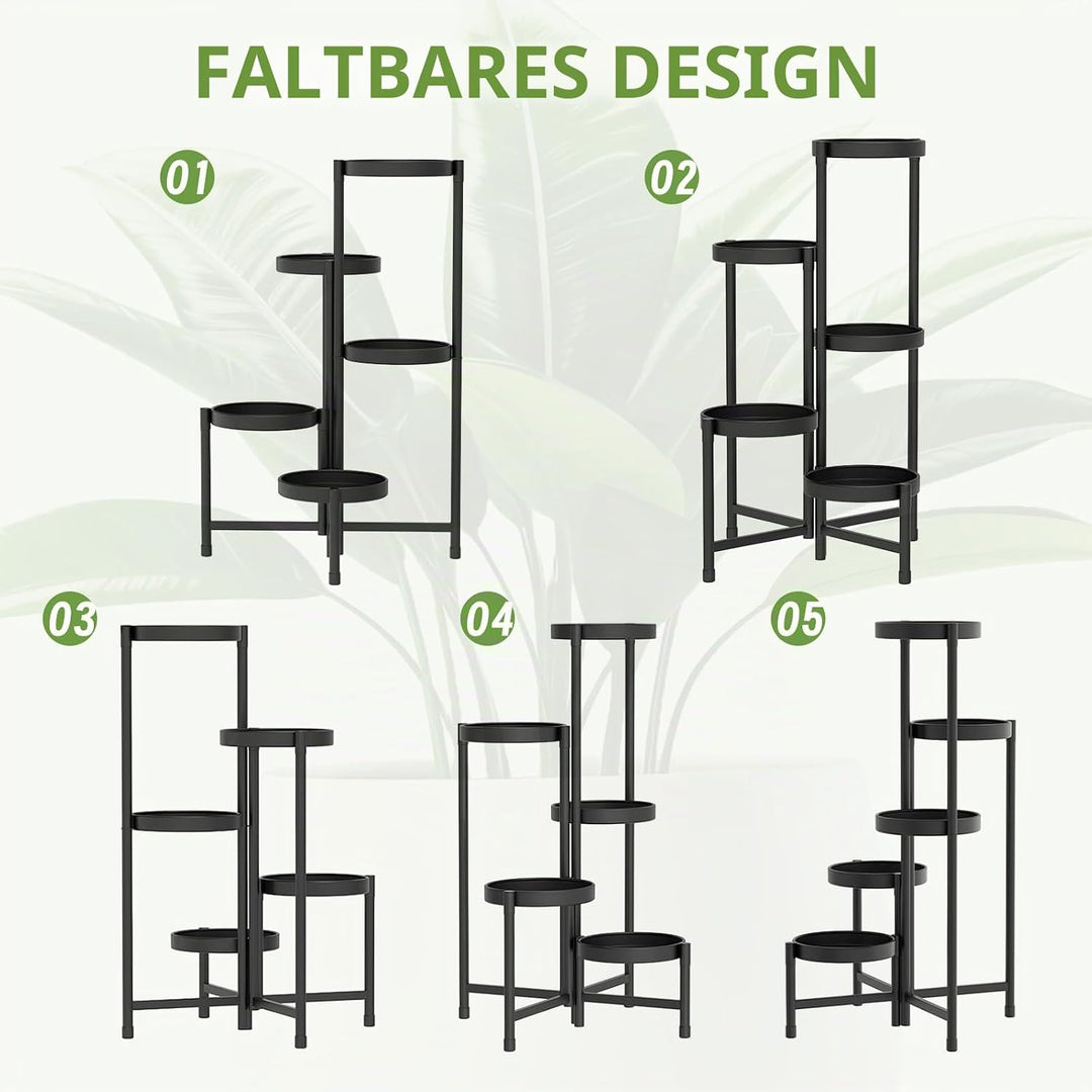 lalago 5 Etagen Blumenständer, Pflanzenregal Blumenregal Indoor Outdoor, Metall Pflanzenständer, Blu