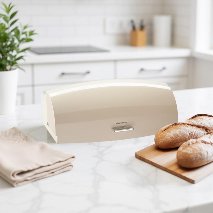 Klausberg Stahl-Brotkasten, elegant und funktional mit Glanz, Behälter für Brot, Brötchen und Kekse
