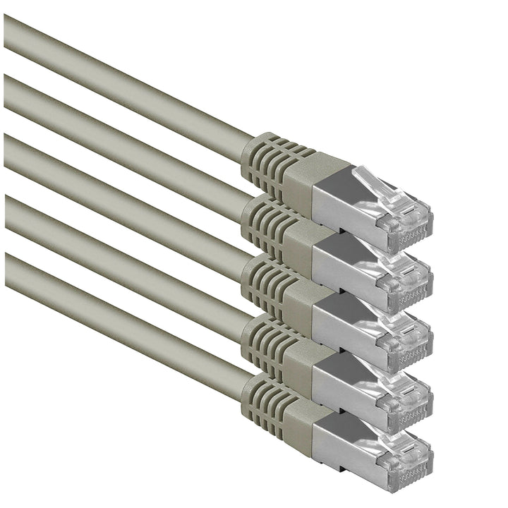 1aTTack.de 7,5m grau - 5 Stück Cat.6 Patchkabel Netzwerkkabel CAT6 S-FTP Gigabit Lan PIMF CAT 6 Kupf
