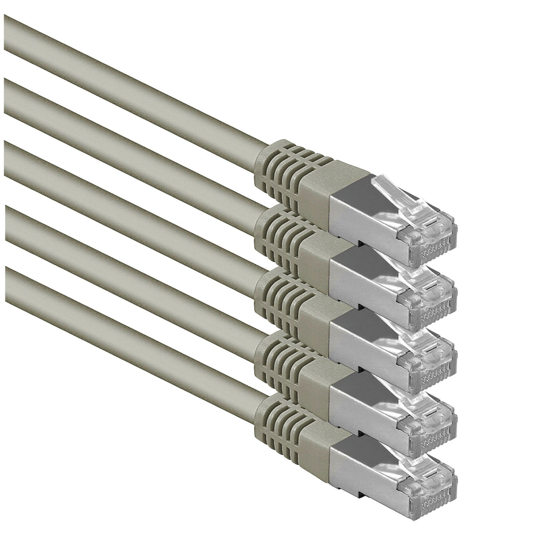 1aTTack.de 5m grau - 5 Stück Cat.6 Patchkabel Netzwerkkabel CAT6 S-FTP Gigabit Lan PIMF CAT 6 Kupfer