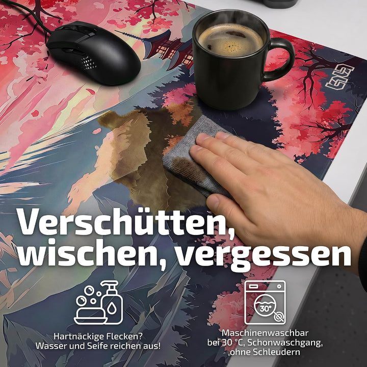 Tilt Gaming Mauspad 900x400 mm - 4 mm rutschfeste Schreibtischunterlage Gross - Speed-Oberfläche &amp; H