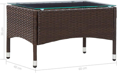 Tidyard Couchtisch Gartentisch Tisch Beistelltisch 60 x 40 x 36 cm aus wetterfestem Rattan ist pfleg