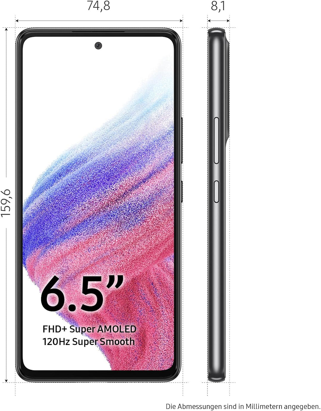 Samsung Galaxy A53 5G Enterprise Edition, 6,5 Zoll Android Smartphone, 128 GB, 5.000 mAh Akku, Busin