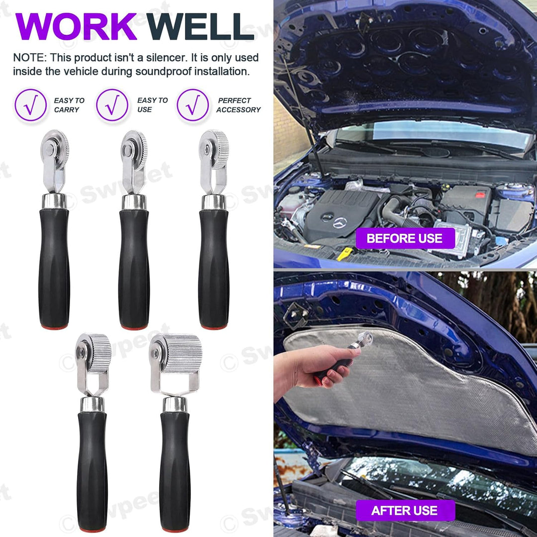 Swpeet 5Pcs 5Sizes Car Sound Deadening Roller Set, Auto Lärm Roller Auto Sound Deadener, Metall-Inst