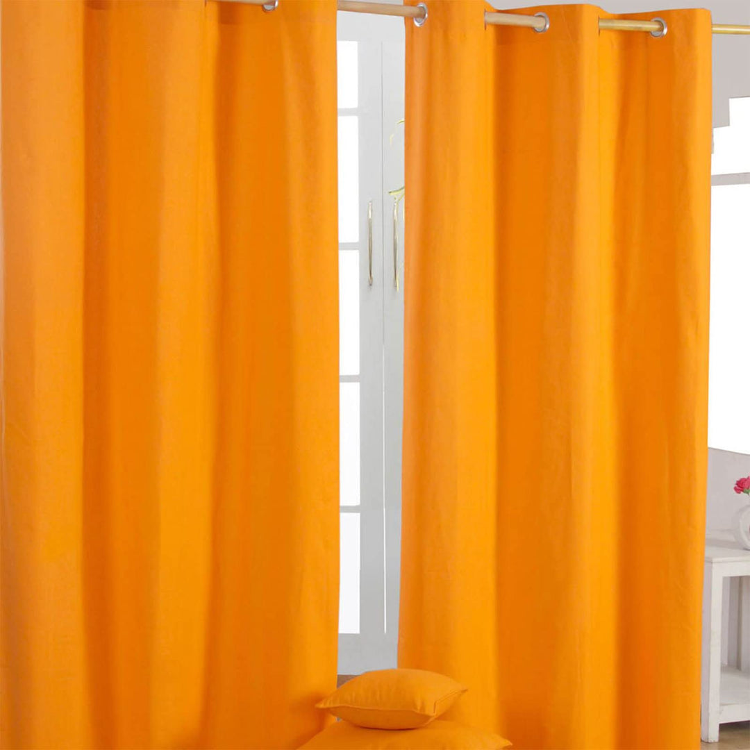 Homescapes Ösenvorhang Blickdicht orange Dekoschal 2er Set Plain Colour Breite 137 x Länge 182 cm Vo