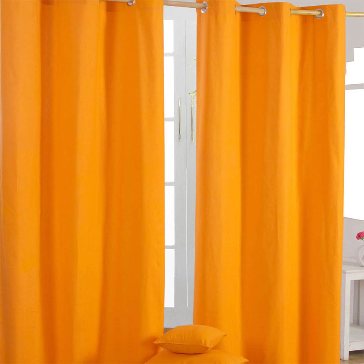 Homescapes Ösenvorhang Blickdicht orange Dekoschal 2er Set Plain Colour Breite 137 x Länge 182 cm Vo