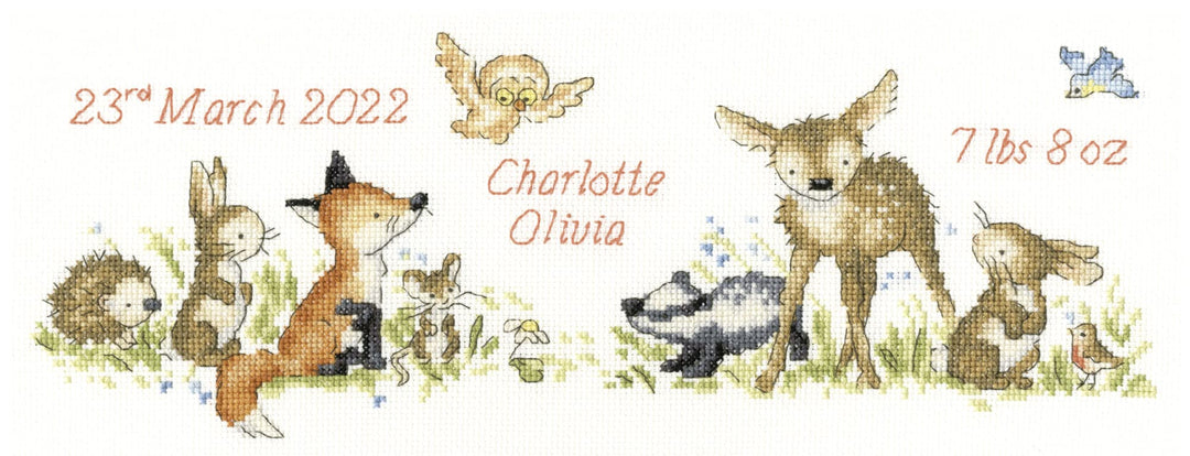 Bothy Threads Kreuzstich Set mit Zählmuster Willkommen im Wald, 38x14,5cm, multifarbig